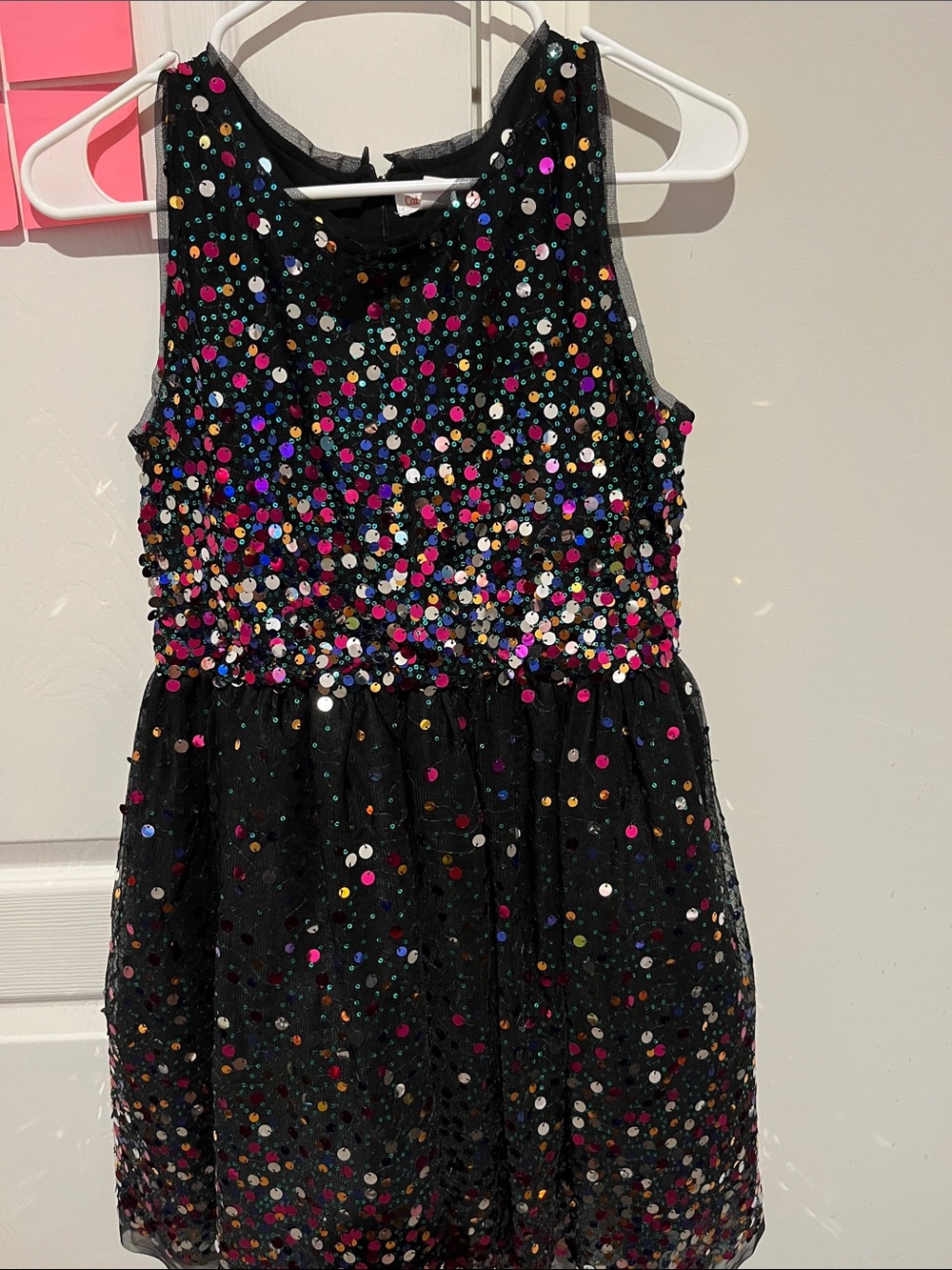 Black Sleeveless Sequin Party Dress - Multicolor Dots